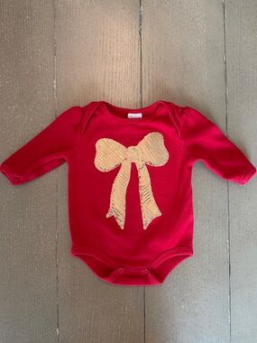Starting Out Baby Girls’ Christmas Present Sequin Bow Bodysuit/Onesie • Size 3M